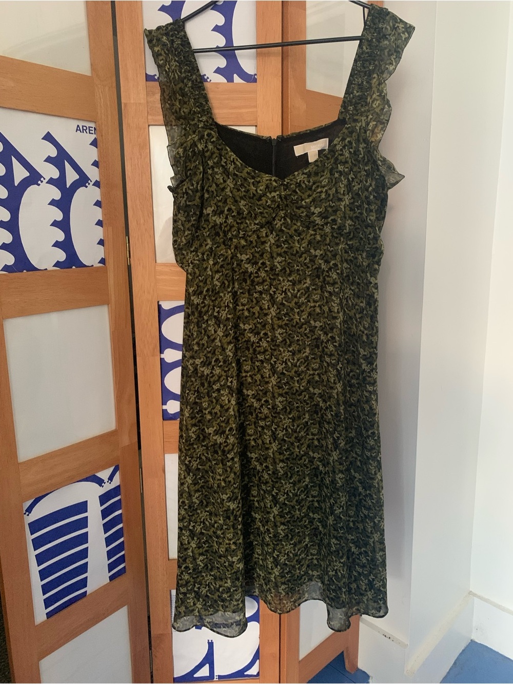 Women’s Olive Green Printed Sleeveless Dress